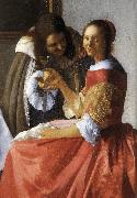 VERMEER VAN DELFT, Jan A Lady and Two Gentlemen (detail) ewt oil painting reproduction